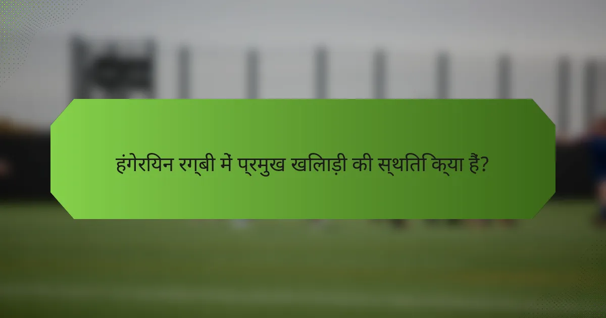 हंगेरियन रग्बी में प्रमुख खिलाड़ी की स्थिति क्या हैं?